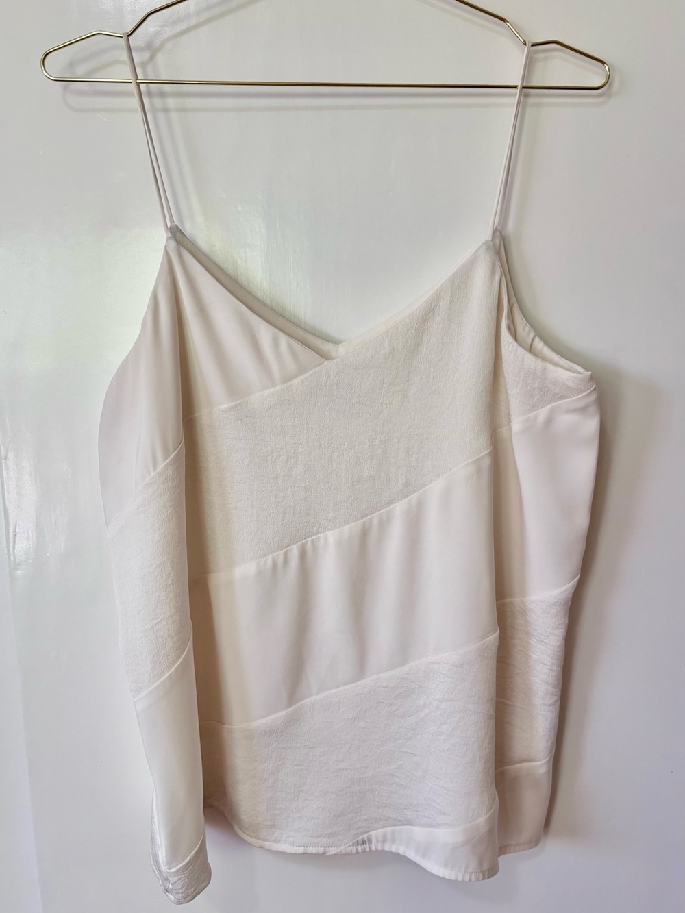 Express| Ivory Satin-Textured Spaghetti Strap Cami Blouse Sz M